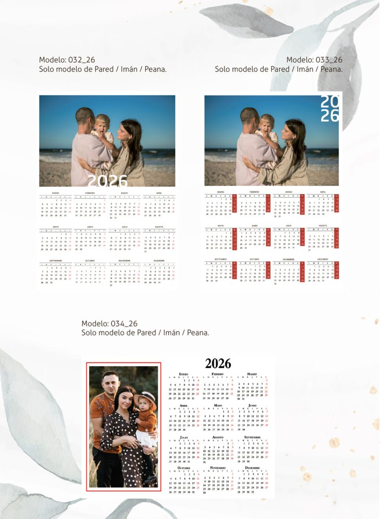 Calendarios de pared personalizados