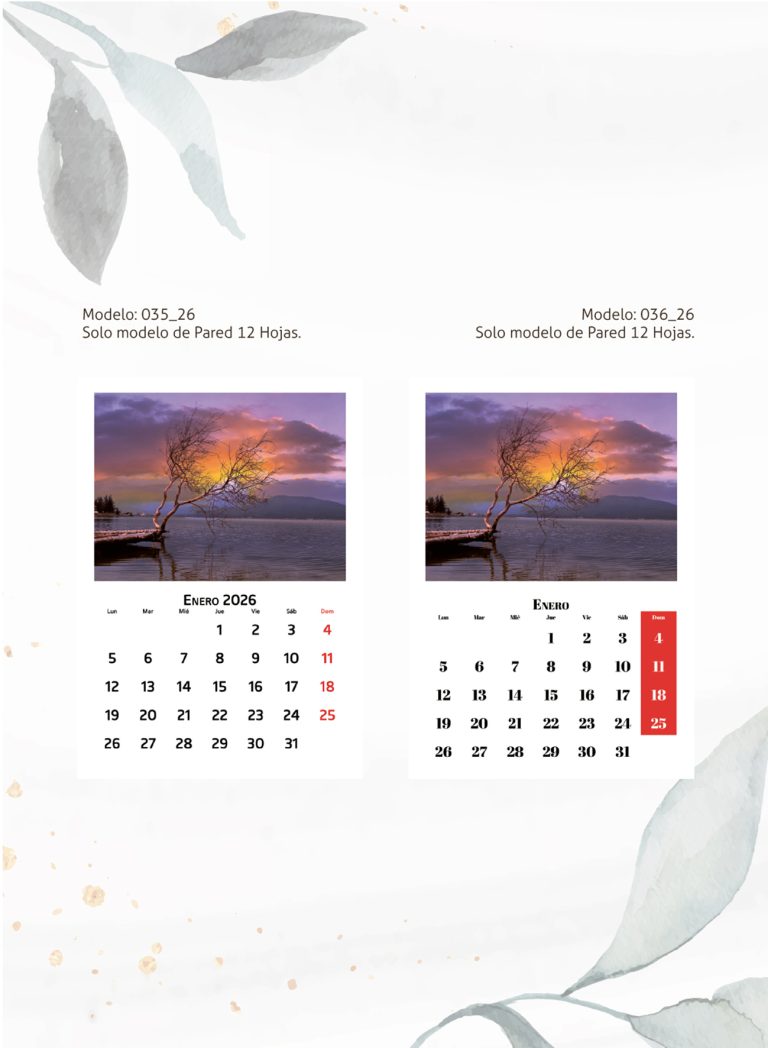 Calendarios de pared personalizados 12 hojas