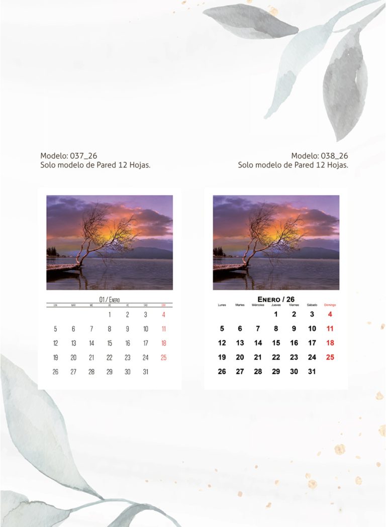 calendarios de pared personalizados 12 hojas